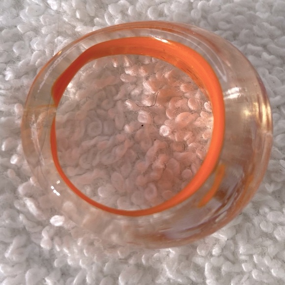Vintage Art Glass Handmade Orange Red White Band Ring - Picture 9 of 12